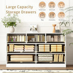 7 Drawer Fluted Dresser with Deep Drawers for Bedroom, White丨55 Wide Mid Century Dresser, Modern Chest of Drawers, Wood TV Stand Storage Organizer for Closet, Living Room, Hallway - Image 5