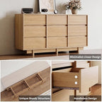 9 Drawer Oak Dresser for Bedroom, 59" Wide Mid Century Modern Dresser - Image 3