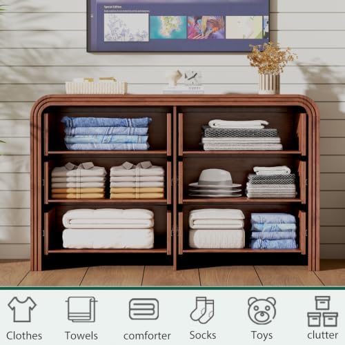 Ieejdn 47.24" Modern Chest of Drawer, 6 Deep Drawers,Clothes Organizer,Large Storage Cabinet for Living Room, Bedroom,Dresser TV Stand, Wood Drawer Organizer for Living Room, Hallway, Brown - Image 3