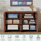 Ieejdn 47.24" Modern Chest of Drawer, 6 Deep Drawers,Clothes Organizer,Large Storage Cabinet for Living Room, Bedroom,Dresser TV Stand, Wood Drawer Organizer for Living Room, Hallway, Brown - Image 3
