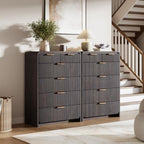 44" Tall 6 Drawers Fluted Dresser for Bedroom, Living Room, Black Walnut - Image 7