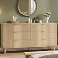 Wood Tall 6 Drawers Dresser, 53.2" W Fluted Modern Dressers for Bedroom by Lulive