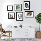 Hongkee 8x8 Picture Frames Set of 4, Made of Glass and Rustic Black Wooden Frame - Display Picture 6x6 with Mat or 8 x 8 Without Mat, 8 by 8 Photo for Wall or Tabletop - Image 4