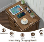 Farmhouse 3 Drawers Dresser, Natural Oak Dresser with Charging Station - Image 4