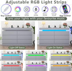 Gyfimoie 6 Drawer Dresser with Power Outlet, Dresser with LED Light - Image 4