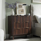 T4TREAM 32" Fluted 3 Drawer Dresser for Bedroom, Dark Walnut - Image 3