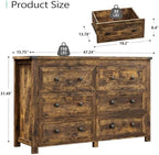 Xixini 47.2" Wide 6-Drawer Farmhouse Dresser for Bedroom, Brown - Image 3