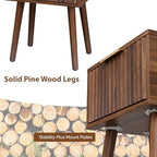 VINGLI Night Stand Set 2, Fluted Nightstands with Drawer, Mid Century Modern Nightstands Set of 2, Bedside Table, End Table, Wood Nightstand for Bedroom, Walnut, 15.75" W*11.81" D*21.85" H - Image 6