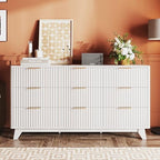 Bonnlo Fluted Dresser, 57" Wide Dresser Wood, Large 9 Drawer Dressers for Bedroom with Metal Handle, Wooden Dresser TV Stand, White - Image 7