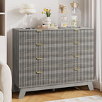 HUANLEGO 48" W Tall Fluted Dresser for Bedroom with 8 Drawer, Grey - Image 3