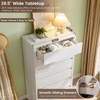 White Dresser for Bedroom, 55.6” Tall Dresser for Closet, Modern Dresser with 6 Drawers, Chest of Drawers Bedroom Furniture, Front Curved & Handleless Design, Wooden Dresser Living Room - Image 3