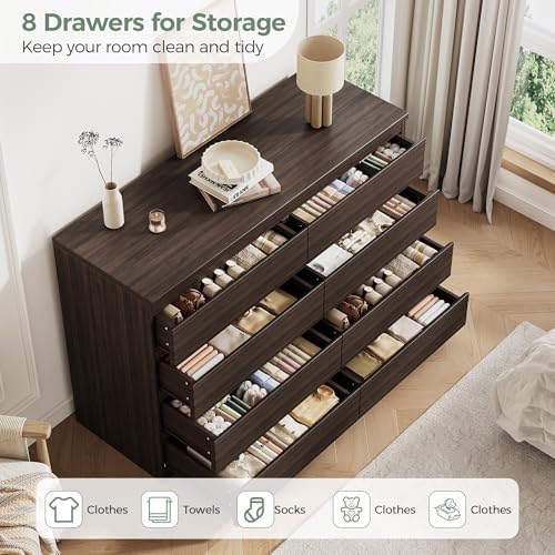 MapleGrace Modern 8 Drawer Dresser, Brown - Image 4