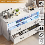 Wodeer White Dresser for Bedroom, Wood 4 Drawer Dresser with LED Light, Dressers & Chests of Drawers with Metal Handles, Storage and Organization for Bedroom, Hallway, Entryway - Image 3