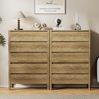 Furniway 45" Tall 5 Drawer Wood Dresser for Bedroom with Legs, Natural Oak - Image 7