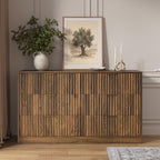 Walnut 6 Drawer Dresser for Bedroom, 55" Wide Fluted Chest of Drawers - Image 6