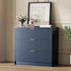 Furniway Navy Blue Dresser for Bedroom, Modern Dresser with 3 Drawers and Smooth Slides, Wide Chest of Drawers with Golden Handles for Bedroom, Living Room, Closet, 15.7" D x 31.5" W x 29.6" H by Furniway