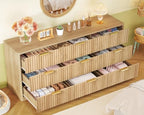 TEENFON 63" Dresser for Bedroom with 9 Drawers, Modern Dressers & Chest of Drawers with Metal Handles, Fluted Dresser, Wood Closet Clothes Storage Organizer for Living Room, Hallway, Natural - Image 4