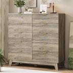 Xixini Fluted Dresser for Bedroom with 10 Drawers, 48" Wide Modern Chest of Drawers with Metal Handle, Wooden Dresser TV Stand, Wood Closet Clothes Storage Organizer for Living Room, Hallway, Grey - Image 4