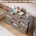 BORNOON Dresser for Bedroom with 9 Drawers, Fluted Chest of Drawers with Round Curved Corner, Hidden Handles, Modern Wood Storage Organizer for Bedroom, Nursery, Living Room - Image 3