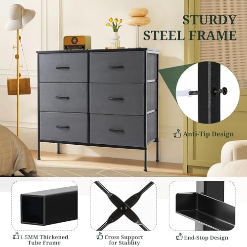 6-Drawer Dresser for Bedroom, Anti-Tip Wide Storage Organizer - Image 4