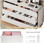 Wodeer White Dresser Fluted 9 Drawers Dresser for Bedroom, 59" Wide Wood Chest of Drawers with Hidden Handles & Rounded Corners, Modern TV Stand Storage Cabinet for Living Room, Hallway, Entryway - Image 4