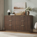 Decofy 55" W Fluted 6-Drawer Dresser for Bedroom, Walnut - Image 6