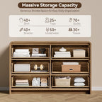47" Fluted 6 Drawer Dresser for Bedroom, Living Room, Entryway Light Walnut - Image 4