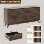 63" Wide Fluted 9 Drawers Dresser for Bedroom,Curved Edge,Walnut - Image 5