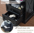 Farmhouse 2 Drawers Dresser for Bedroom,Black Dresser with Charging Station - Image 6