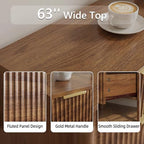 CHUWELL 63" Fluted Walnut 9 Drawer Dresser for Bedroom with Solid Wood Legs - Image 4