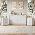 7 Drawer Dresser & 3-Drawer Nightstand Set 3-Piece, White丨Bedroom Dressers and Night Stand Set of 2, Fluted Modern Wood Chest of Drawers Storage Dressers Set for Bedroom by NOVAMAISON