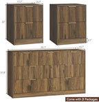 7 Drawer Dresser & 2-Drawer Nightstand Set 3-Piece, Walnut丨55 Wide Bedroom Set Night Stand Set of 2 with Metal Handle, Fluted Wood Chest of Drawers Storage Dressers Set for Bedroom - Image 2