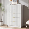 MAISONARIA 5 Drawer Dresser for Bedroom, Tall Dresser Chest of Drawers with Gold Handles, 32 Inch Wide Nightstand with for Bedroom, Living Rooms, Offices, and Entryways, White by MAISONARIA