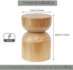 Solid Wood Stool & Sofa Side Table, Rustic Hourglass Wabi-Sabi Accent Coffee - Image 2