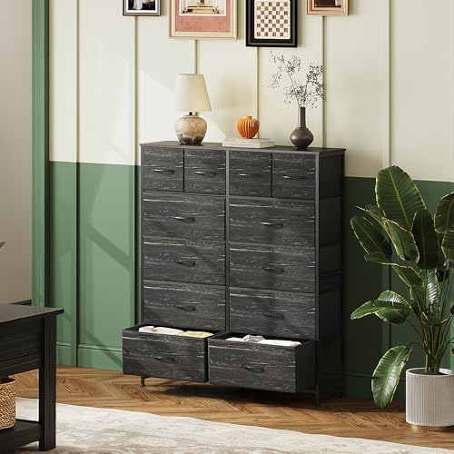 WLIVE 12 Drawer Tall Fabric Dresser Bedroom Storage Chest, Charcoal - Image 4