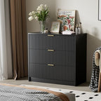 Furniway Black Dresser for Bedroom, Modern Dresser with 3 Drawers and Smooth Slides, Wide Chest of Drawers with Golden Handles for Bedroom, Living Room, Closet, 15.7" D x 31.5" W x 29.6" H - Image 5