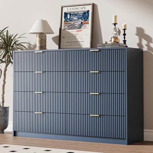 MAISONARIA Navy Dresser for Bedroom, 8 Drawer Double Dresser, Modern Chest of Drawers for Bedroom, Living Room, Entryway and Closet, 55" L x 15.7" D x 37.4" H - Image 7