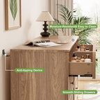 INNOD Fluted 6 Drawers Dresser, 54" Wide Modern Chest of Drawers with Round Corners, Wooden Dresser TV Stand, Wood Drawer Organizer for Bedroom, Living Room, Hallway - Image 6