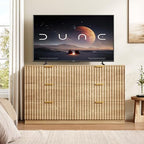 47.2" Wide Fluted 6 Drawer Dresser for Bedroom, Natural - Image 7