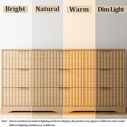 Fluted 9 Drawers Dresser for Bedroom, 63" Wide Wood Dressers, Natural Oak - Image 5
