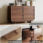 6 Drawer Walnut Dresser for Bedroom, 47" Wide Mid Century Modern Dresser - Image 3