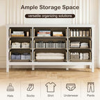CARPETNAL 59" White Dresser for Bedroom with 9 Drawer & Modern Gold Handles - Image 4