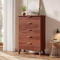 GarveeHome Fluted Dresser for Bedroom with 5 Deep Drawers, Walnut by GarveeHome