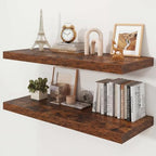 36" Rustic Brown Floating Shelves 12inch Deep Wall Shelf, Set of 2 by Ornawit