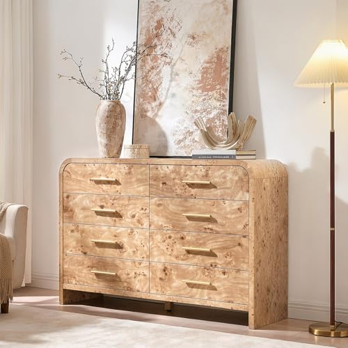 Curved Drawer Dresser for Bedroom with 8 Drawers, 54'' Wide Chest of Drawer by TheBeautyofRusticRefined