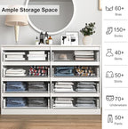 Vibe & Dine Double Dresser 8 Drawer, Modern Wooden Chest of Drawers with Wide Storage for Closet, Bedroom, Living Room, White - Image 5