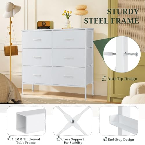 6-Drawer Dresser for Bedroom, Anti-Tip Wide Storage Organizer - Image 4
