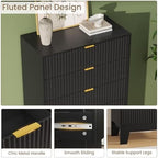 5 Drawer Dresser for Bedroom, 47" Tall Fluted Chest of Drawers, Black - Image 4