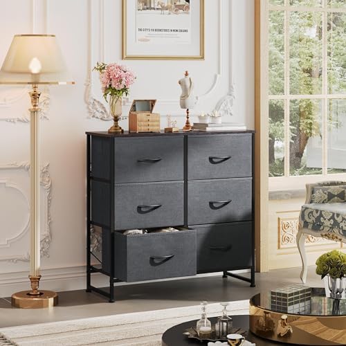 WLIVE Dresser for Bedroom with 6 Drawers, Dark Grey - Image 2