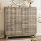 Xixini Fluted Dresser for Bedroom with 10 Drawers, 48" Wide Modern Chest of Drawers with Metal Handle, Wooden Dresser TV Stand, Wood Closet Clothes Storage Organizer for Living Room, Hallway, Grey by Xixini